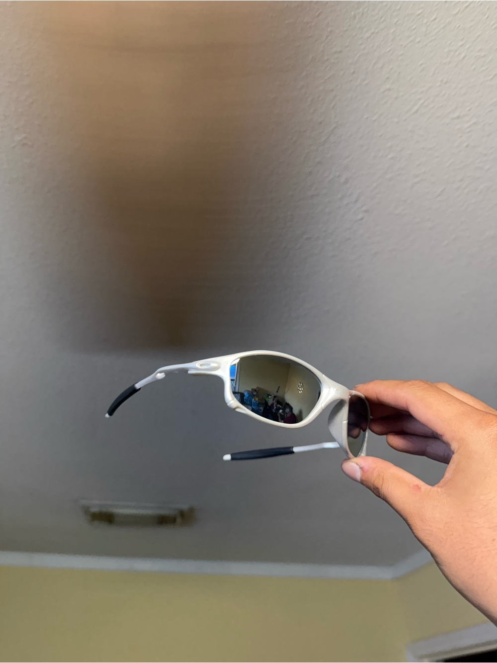 Oakley White Frame Mirrored Lens Sunglasses